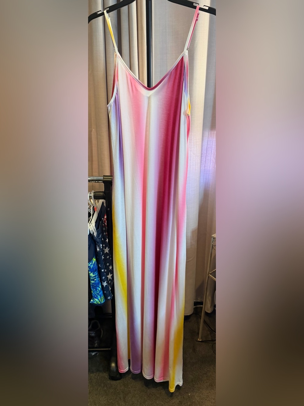 Women's Sleeveless Ombre Maxi Dress in Pink & Yellow